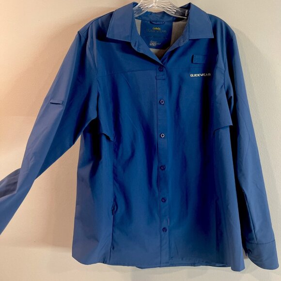 Cabelas Shirt Vented Blue GuideWear Long Sleeve Button Outdoors UPF 30 Large L - Picture 1 of 11